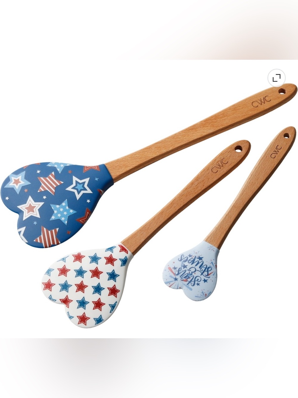 CWC Cook With Color 3 Piece Heart Shape Spatula Set 4th July Stars & Stripes